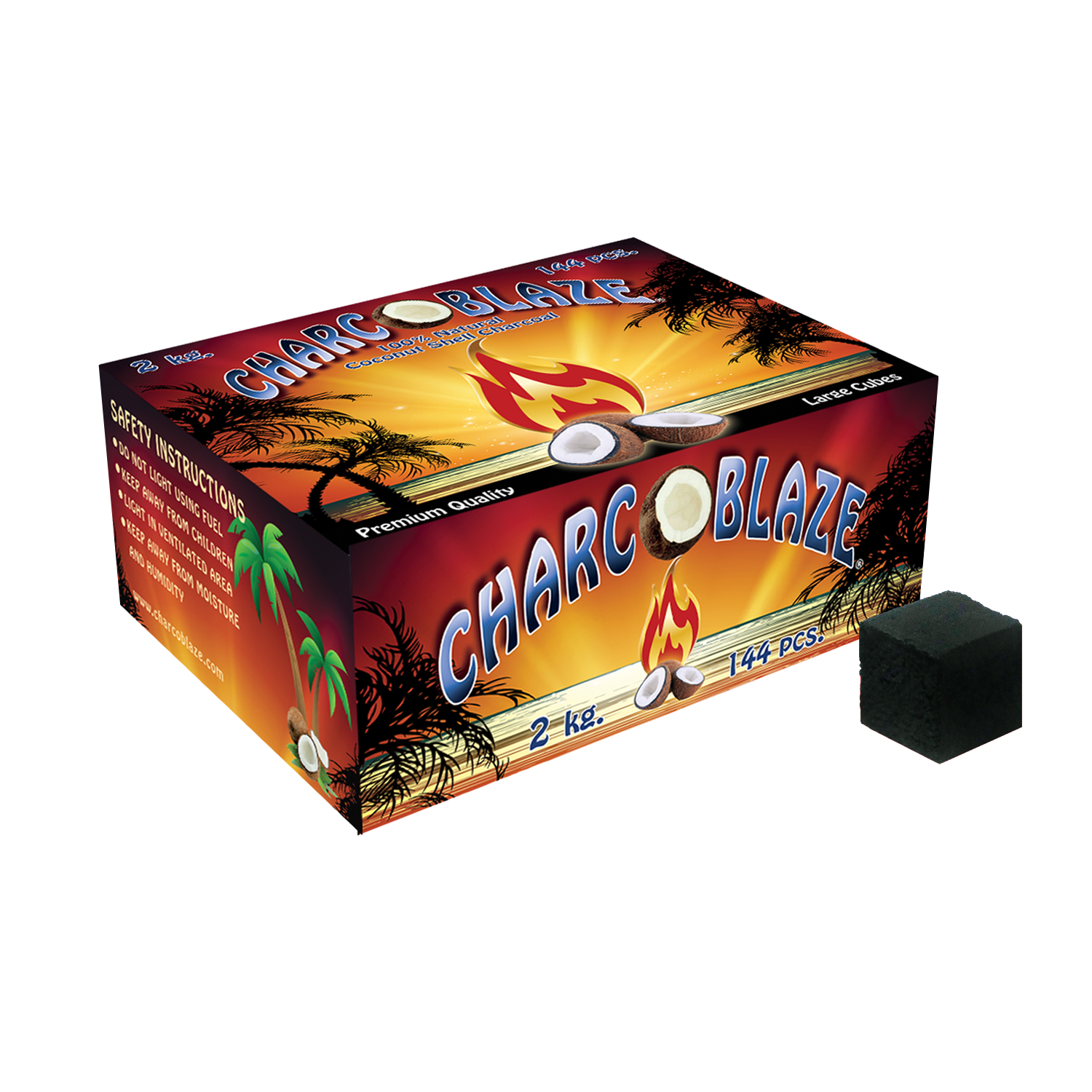 Charcoblaze Hookah Charcoal Cubes - 144pcs (2kg) - Lavoo